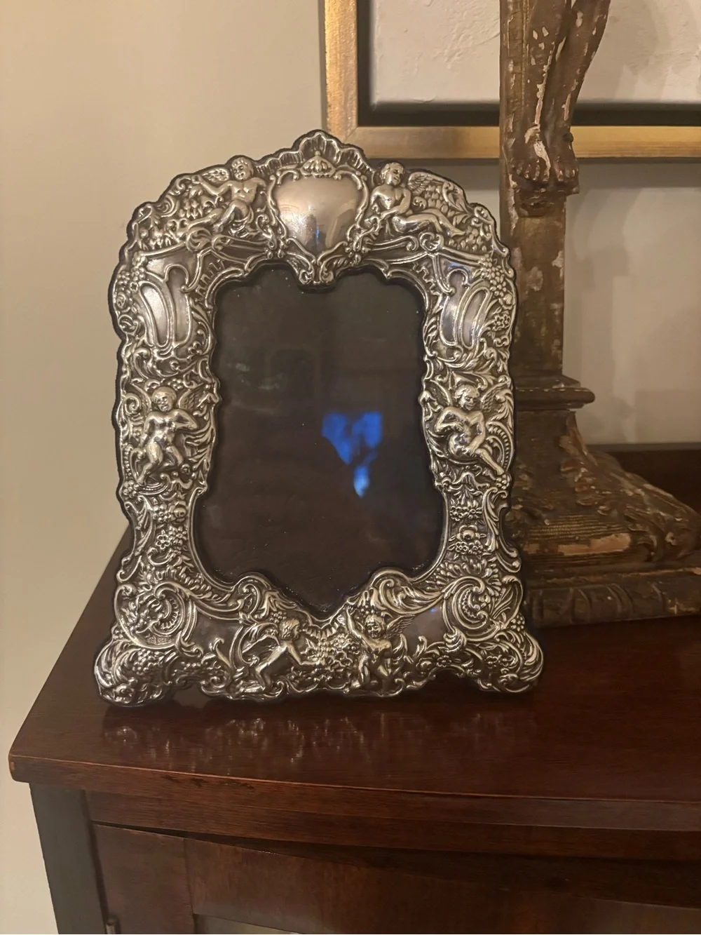 Ornate Sterling Silver Decorative Picture Frame - Silver